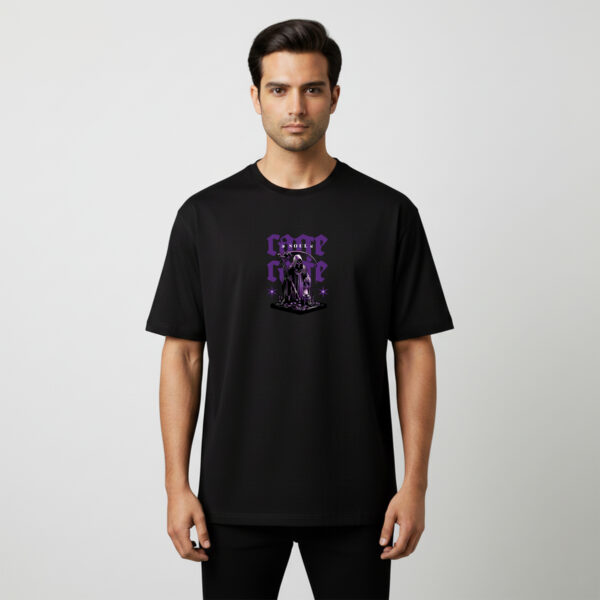 DESIGN BLACK 3a Drop Shoulder Reaper Soul Cage T-Shirt – Gothic Streetwear Oversized Tee