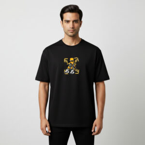 DESIGN BLACK 4a OFF-WHITE Inspired Drop Shoulder T-Shirt – Cartoon Streetwear Oversized Tee